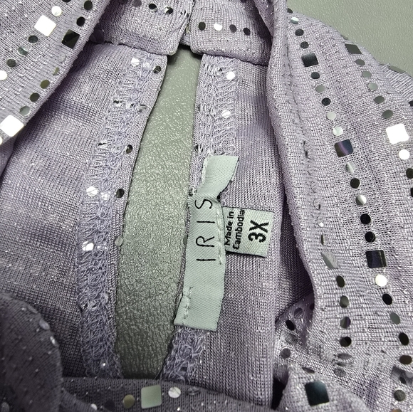 Iris lavender and silver sparkle long sleeve bodysuit women's plus size 3X - Picture 7 of 11